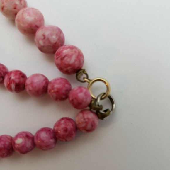 Pink Stone Beads Carved Wooden Elephant Necklace - Picture 5 of 5